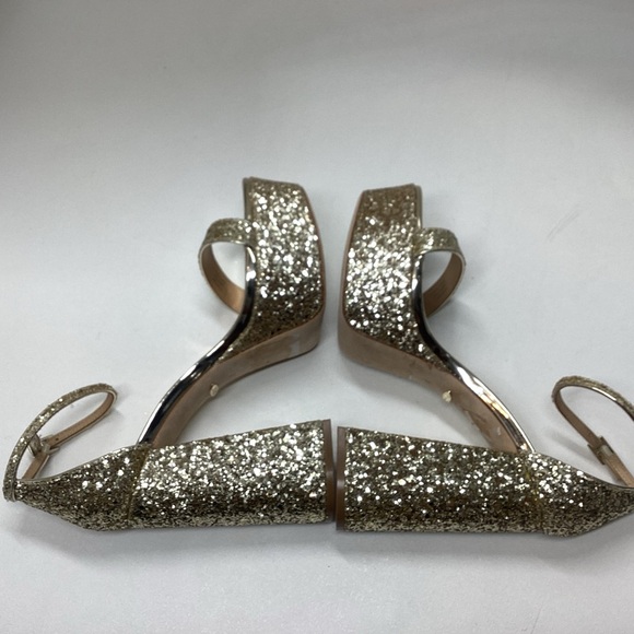 Badgley Mischka Party Platform Block Heel in Gold Silver Glitter - Picture 7 of 16